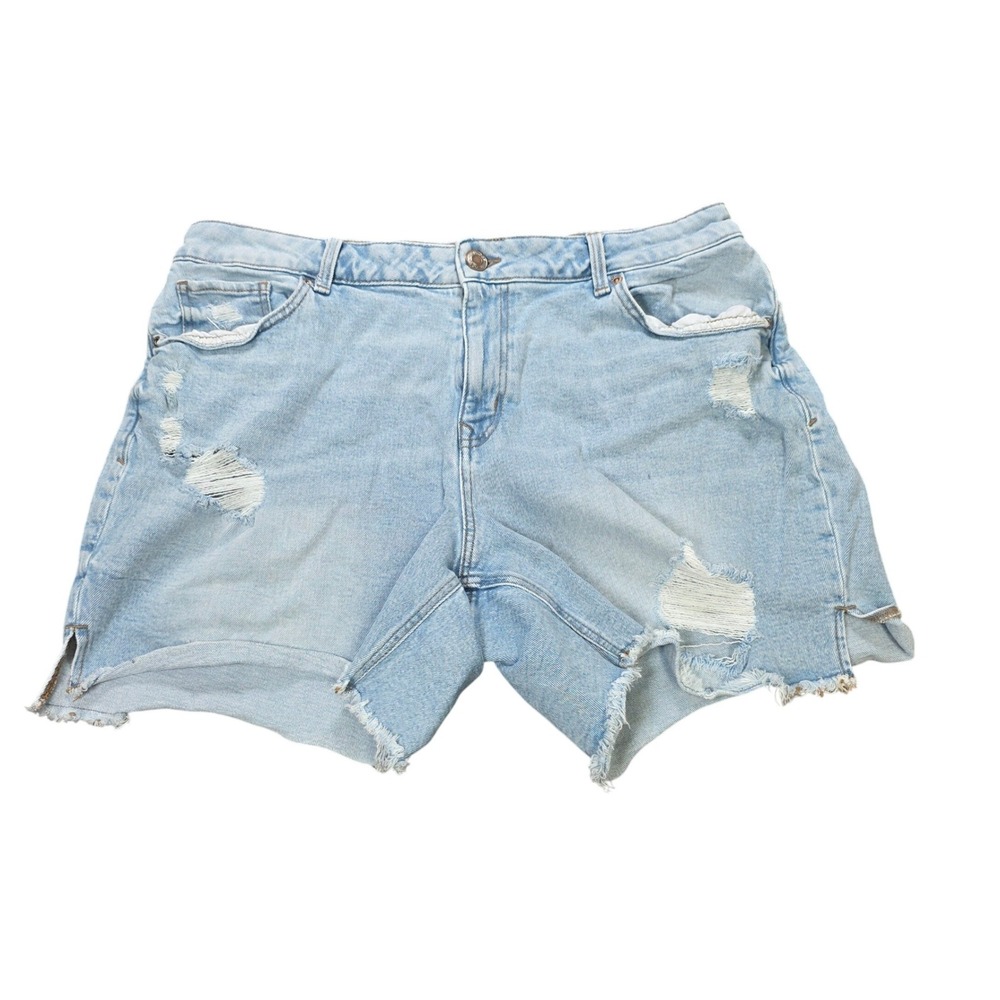 M Jeans By Maurices Denim Shorts Womens Size 18W Blue Curvy High Rise Distressed